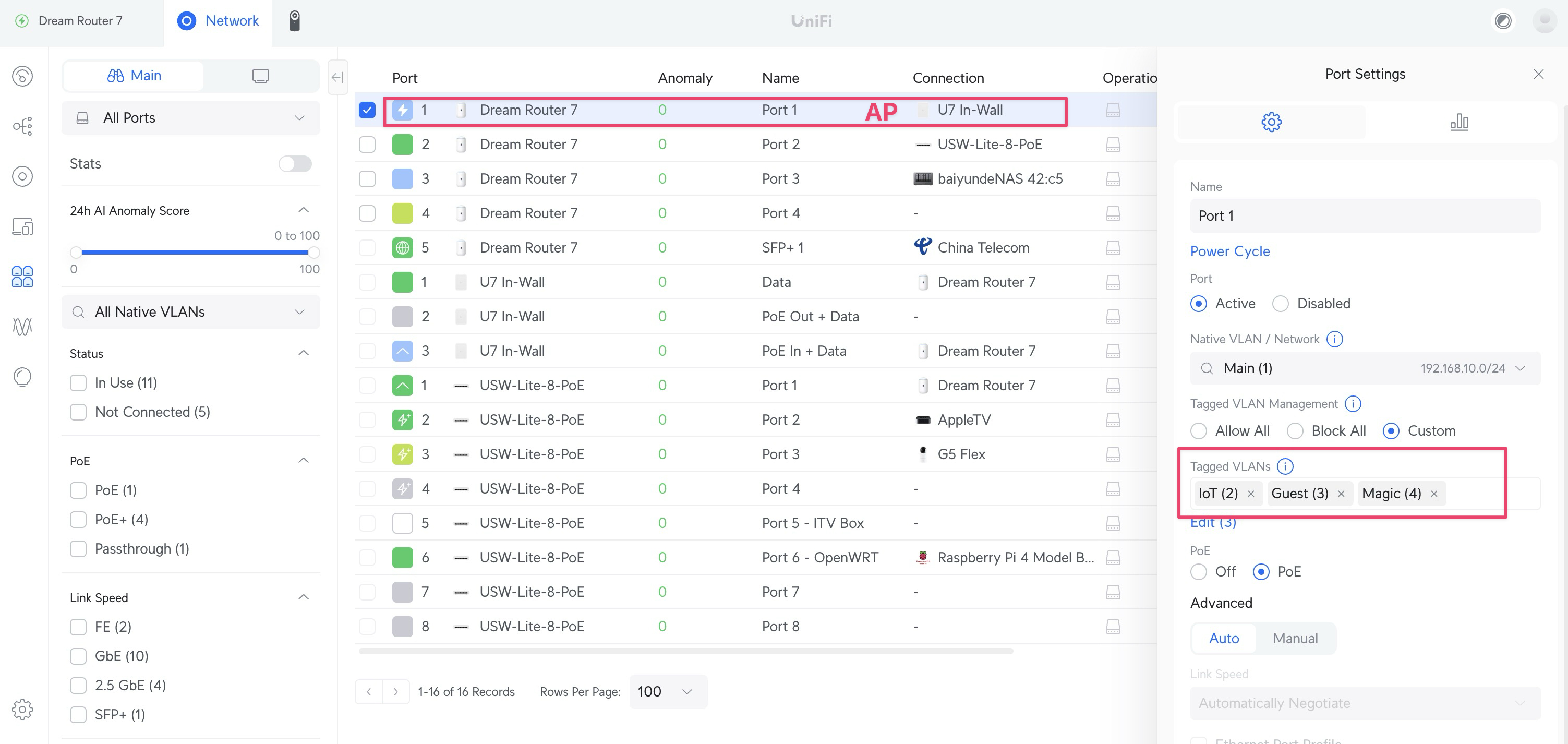 UDM -> AP VLAN 设置